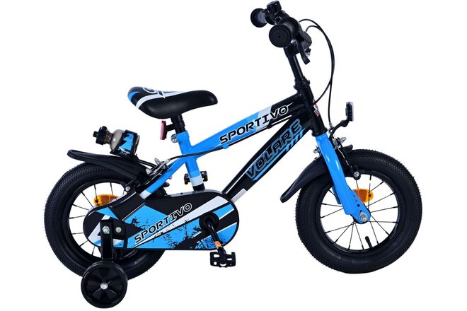 Volare Sportivo Kinderfiets - Jongens - 12 inch - Blauw Zwart - Twee Handremmen - Afbeelding 1
